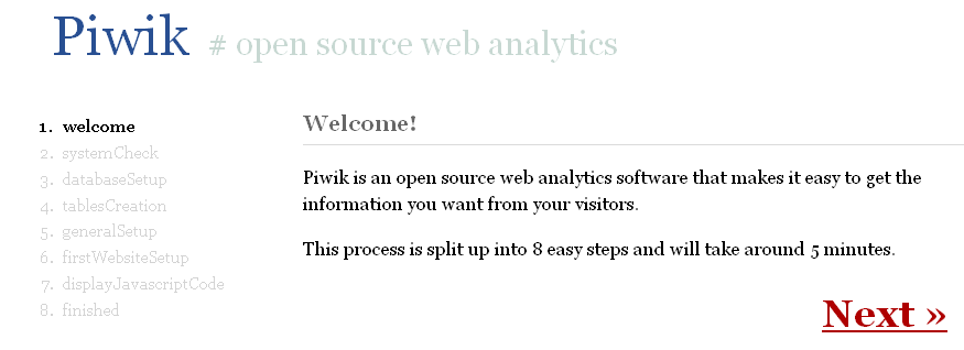 rozpoczęcie instalacji piwik
