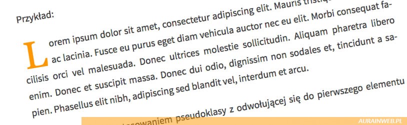 Zmiana wyglądu pierwszej litery – :first-letter (inicjał)