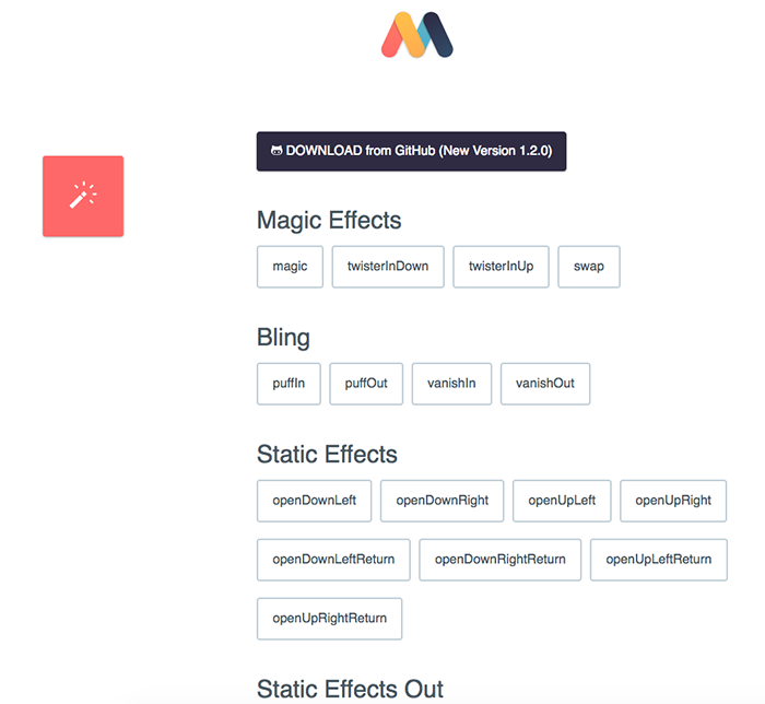 animacje na przyciskach Magic animations