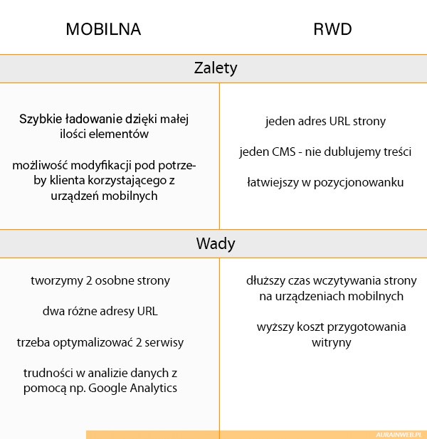 Wady i zalety wersji mobilnej i RWD strony internetowej