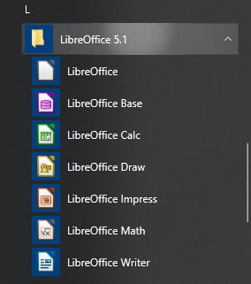 Elementy pakietu Libreoffice
