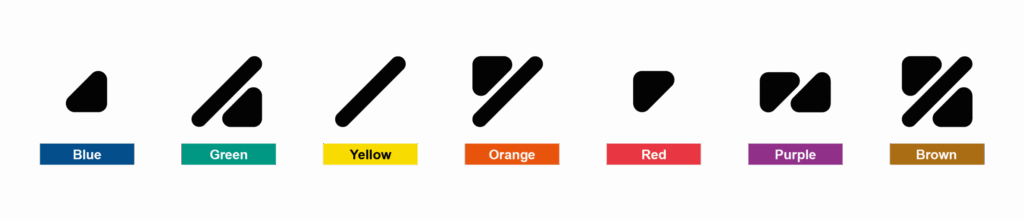 Przykładowe oznaczenia kolorów w ColorADD